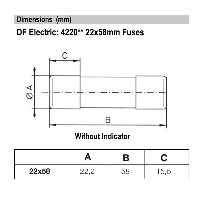 DF Electic cartridge fuse 441206 6A 500V 14,3 x 51mm 